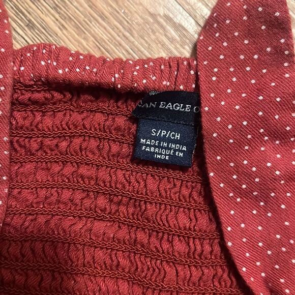 Small Red + White Polka Dot American Eagle Romper - Picture 3 of 3